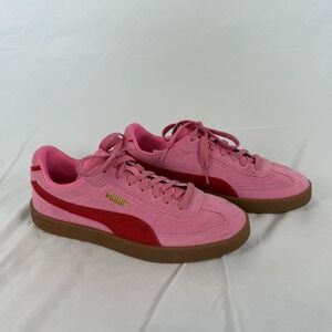 Puma Club II Era Pink Red Suede Gum Sole Womens Trainer Trendy Sneakers Size 8.5